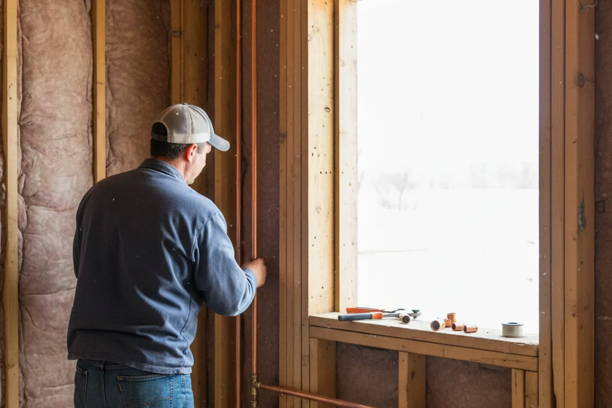 Licensed plumber running new copper supply lines in a Deer Lodge home